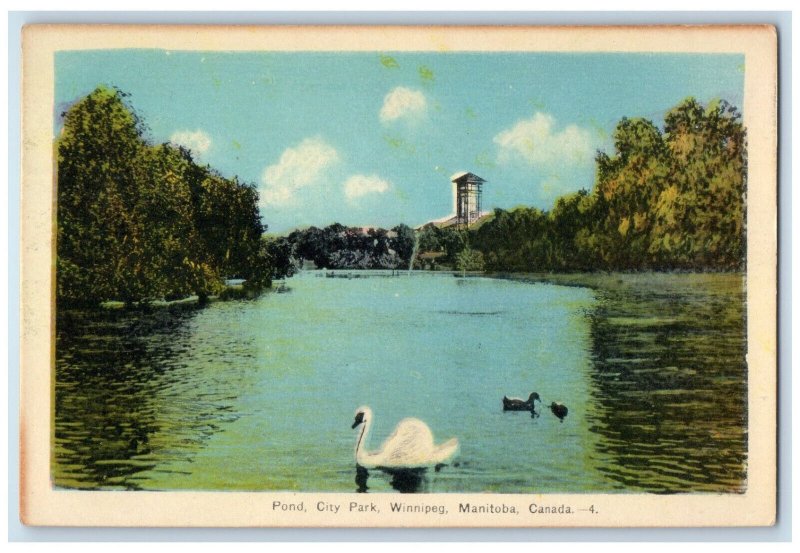 c1940's Pond City Park Winnipeg Manitoba Canada Vintage Unposted Postcard