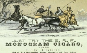 1880's E.R Frost Monogram Cigars Harlem RD Sled Race Tobacco Bufford Card P117