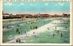 Vtg Wildwood By The Sea NJ Beach Looking North from Convention Hall Postcard