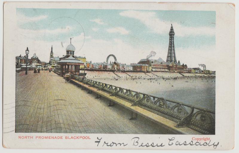 UK BLACKPOOL NORTH PROMENADE PIER FERRIS WHEEL Postcard 1907