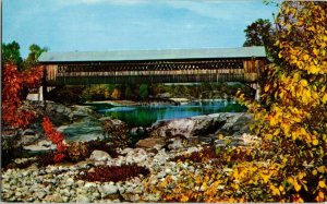 Covered Bridge Across Pemigewasset River Woodstock New Hampshire US 3 Postcard 