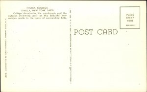 Ithaca New York Ithaca College Dorms Swimming Pool c1950-60s Vintage Postcard