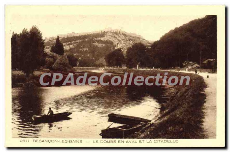 Old Postcard Besancon les Bains Doubs Downstream And The Citadel