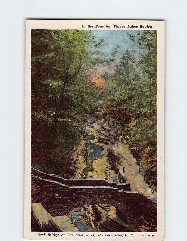 Postcard Arch Bridge at One Mile Point, Watkins Glen, New York