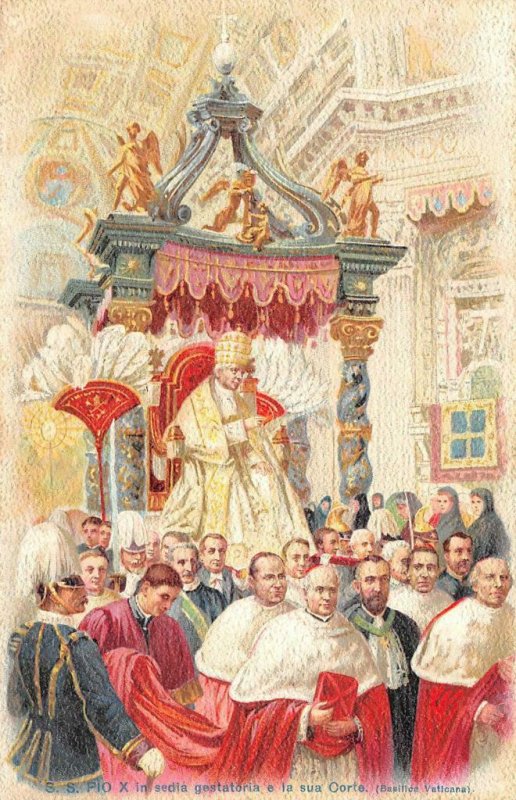 S.S. PIO X Pope Pius X sedia gestatoria Vatican c1910s Vintage Postcard