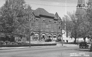 Holbrook MA Holbrook Town Hall Old Cars Real Photo Postcard