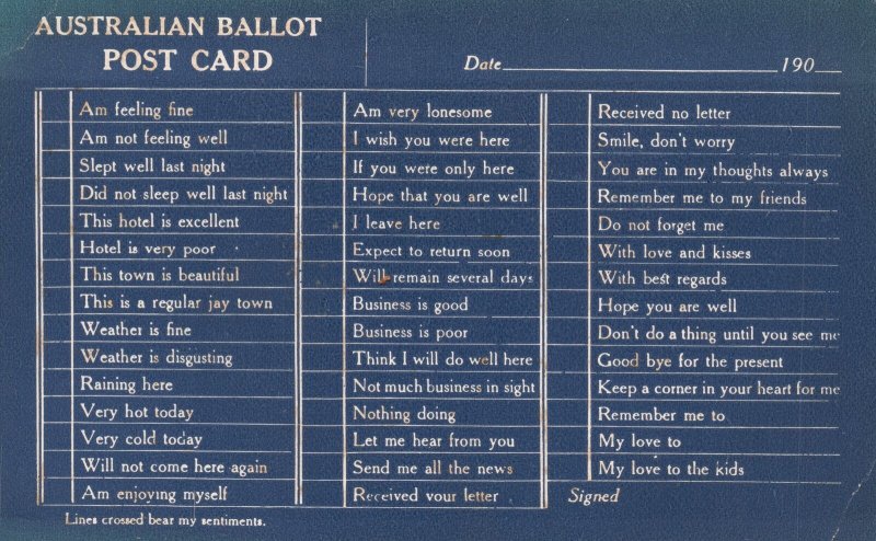 Vintage Postcard Australian Ballot Postcard Sentiments Express