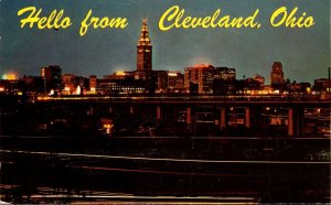 Ohio Cleveland Skyline At Night