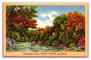 Generic Scenic Greetings Your Town And State Dealer Card UNP Linen Postcard M20