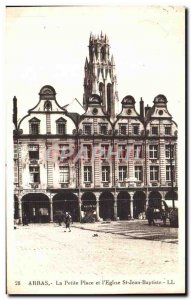 Old Postcard Arras La Petite Place and The Church of St. Jean Baptiste