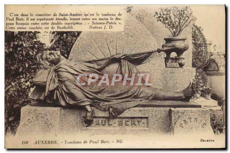 Old Postcard Tomb of Auxerre Paul Bert