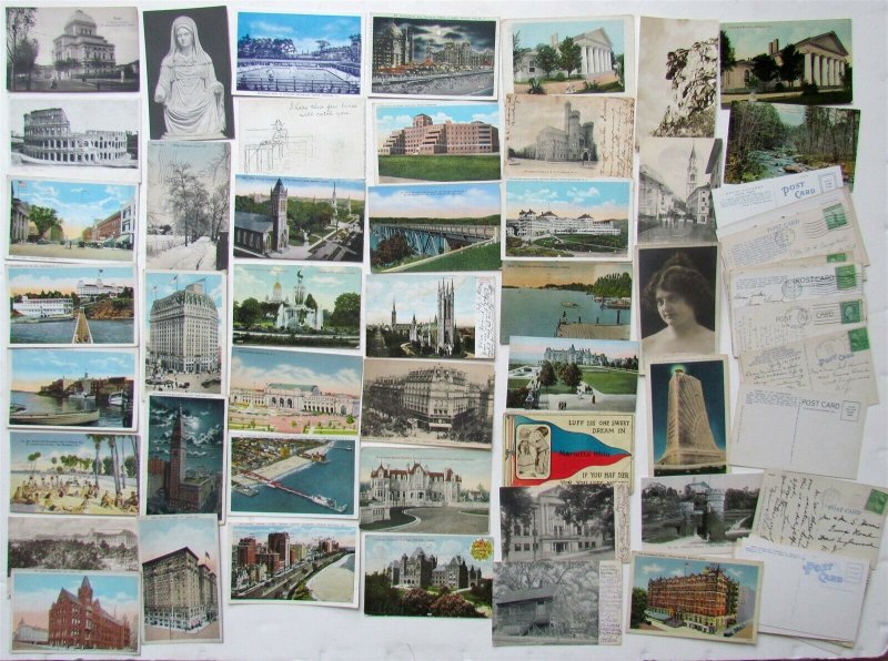 Lot of 516 ANTIQUE & VINTAGE POSTCARDS RPPC TOWNS VIEWS RPPC COMIC NO CHROMES  