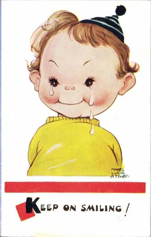 Artist Signed Mabel Lucie Attwell No. 5655, Keep on Smiling!