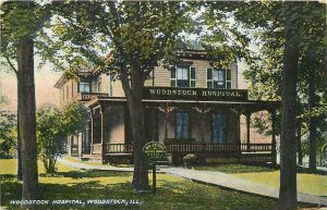 Vintage Postcard; Woodstock Hospital, Woodstock IL McHenry County, Wheelock