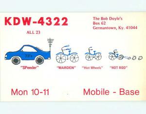 comic - QSL CB HAM RADIO CARD Germantown Kentucky KY t8676