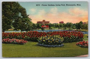 Minneapolis Minnesota~Flower Gardens @ Loring Park~Lagoon~1938 Linen Postcard