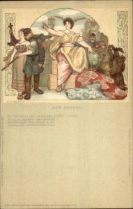 1902 Ausstellung Dusseldorf Expo DER HANDEL Medieval Costumes Postcard LS19