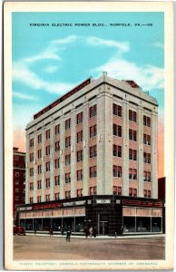 Postcard VA Norfolk Virginia Electric Power Building