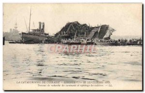 Old Postcard Boat War Catastrophe of Freedom Breastplate of survivors and res...