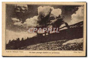 Old Postcard A beautiful alpine landscape in spring
