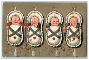 c1910's Cute Fat Babies Suckers From Sacramento California CA Antique Postcard