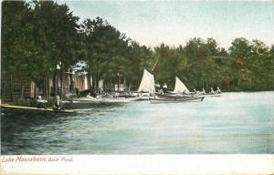 Back Pond Lake Massabesic C-1905 Leighton Undivided Sailboat postcard 10915