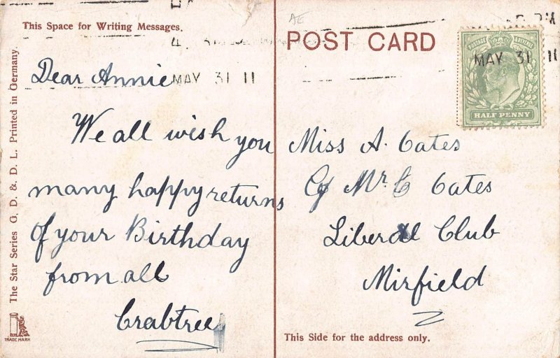 A714 Risque 1911 Boy in Bathtub Holding Sailing Boat Toy postcard