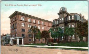 E LIVERPOOL, OH Ohio   STREET  Scene  ODD FELLOWS TEMPLE  c1910s  Postcard