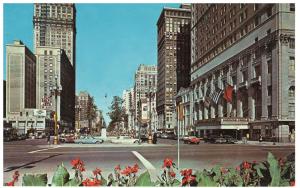 DETROIT MICHIGAN WASHINGTON BOULEVARD 1964 LOOKING NORTH POSTCARD  (4)