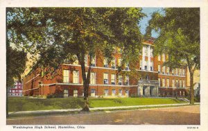 Washington High School Massillon Ohio 1940s linen postcard