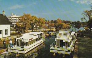 Houseboats Waiting In Lock Rideau Canal System Ontario Canada