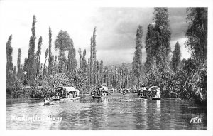 Xochimilco Mexico Busy Boat Scene Real Photo Postcard