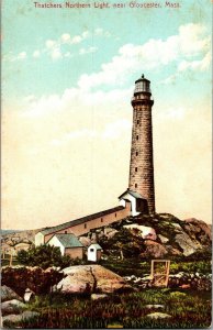 Thatchers Northern Light Near Gloucester MA Vintage Postcard H76