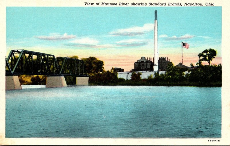 Ohio Napoleon View Of Maumee River Showing Standard Brands Curteich