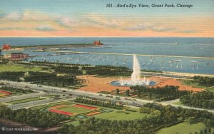 Vintage Postcard Bird's Eye View Grant Park Chicago Illinois IL