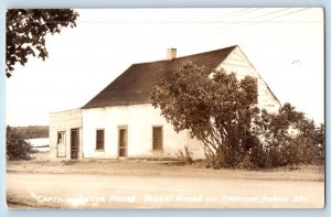 La Pointe WI Postcard RPPC Photo Captain Angus Oldest House Madeline Island 1940