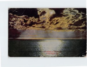 Postcard Moonlight on the Pacific, Long Beach, California