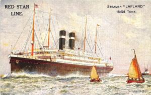 Red Star Line Passenger Steamer Lapland Poster Type New York - Canada Postcard 