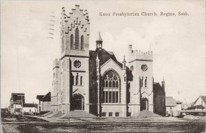 Knox Presbyterian Church Regina SK c1909 Ottawa Three Ring Cancel Postcard E98