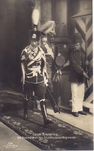 RPPC ROYALTY GERMANY, Crown Prince Wilhelm, Death's Head Regimental Hat Pre 1914