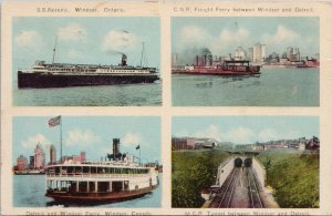 Windsor Ontario SS 'Noronic'  Detroit Windsor Ferry CNR Ferry ON Postcard H50