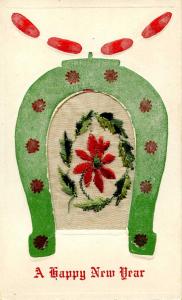 Embroidered Silk  - A Happy New Year (Poinsettia)
