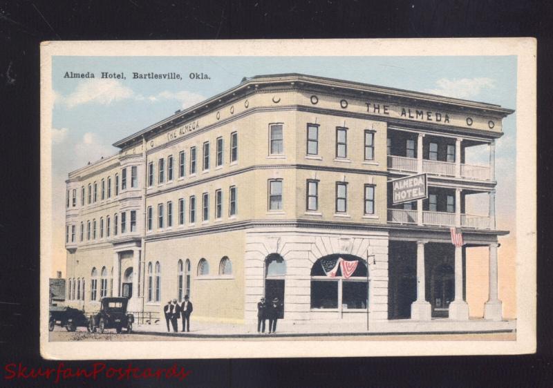 BARTLESVILLE OKLAHOMA ALMEDA HOTEL ANTIQUE VINTAGE ADVERTISING POSTCARD