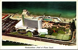 Aerial View Fontainebleau Hotel Miami Beach Florida FL Ocean Postcard Note WOB 