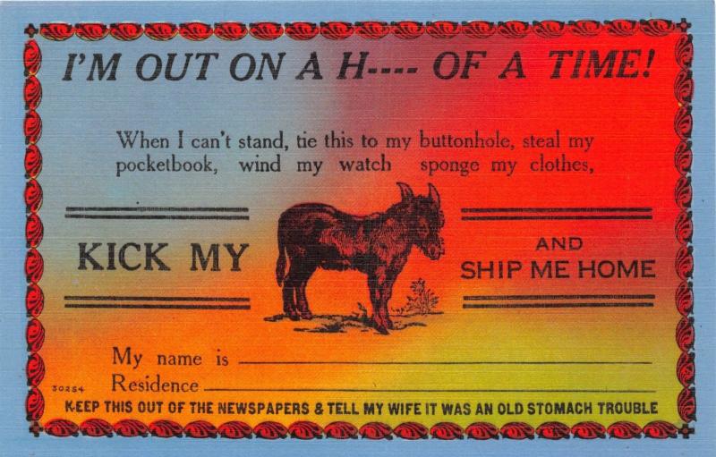 KICK MY ASS AND SHIP ME HOME LOT OF 2 COMIC POSTCARDS 1940s  