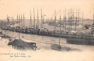 San Pedro Harbor California Harbor View Ships at Dock Railroad Postcard JF360354