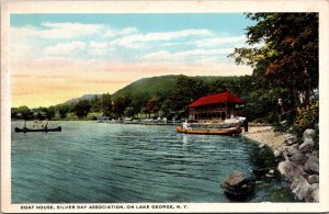 Boat House at Silver Bay, Lake George NY Vintage Postcard Q68