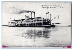 c1910 Steamer Ferry Cruise Ship St. Paul Pubuque Iowa USA ACME Vintage Postcard 