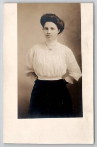 RPPC Pretty Edwardian Woman American Gibson Girl Style c1915 Postcard R25