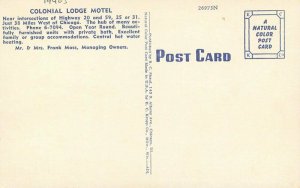 Colonial Lodge Motel roadside Elgin Illinois Shaul Kropp Postcard linen 21-28